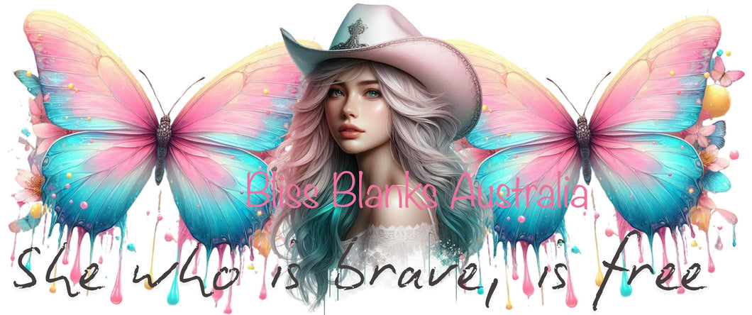 16oz UV DTF - She who is brave, is free (Exclusive design)