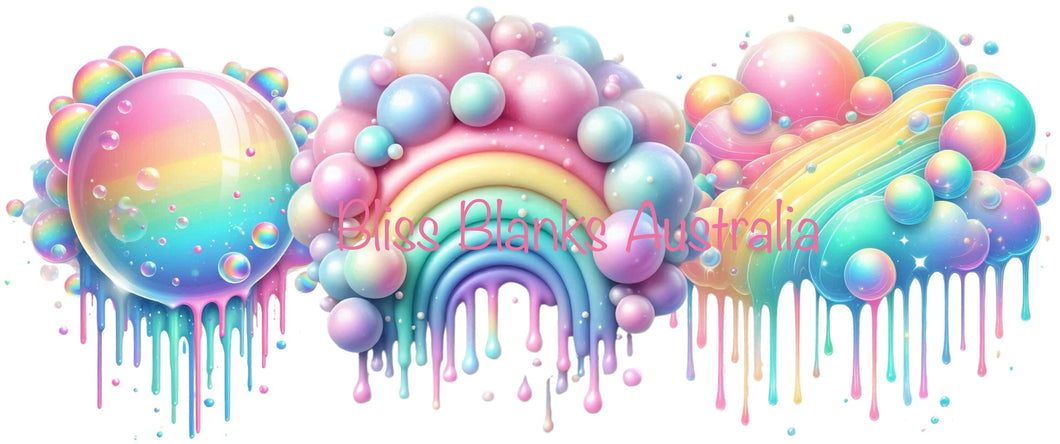 16oz UV DTF - Rainbow Bubble Clouds  (Exclusive design)