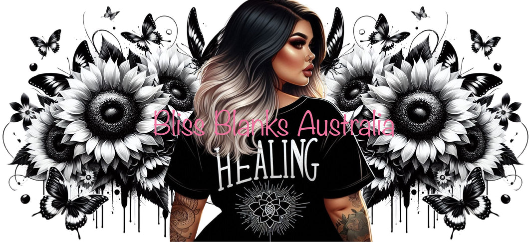 16oz UV DTF - Black & White Healing Backwards Facing (Exclusive design)