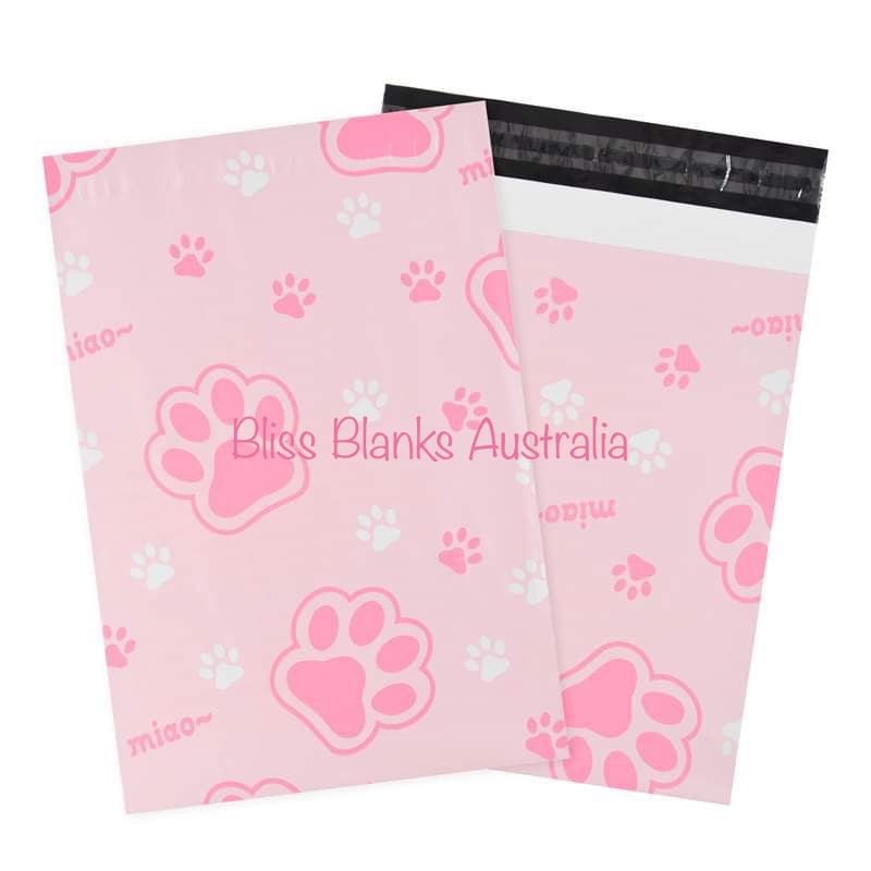Pink Paw Print Poly Mailers