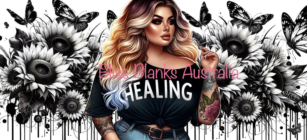 16oz UV DTF - Black & White Healing Forward Facing (Exclusive design)