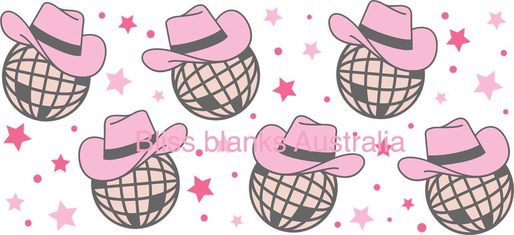 16oz UV DTF -Pink Cowgirl hat