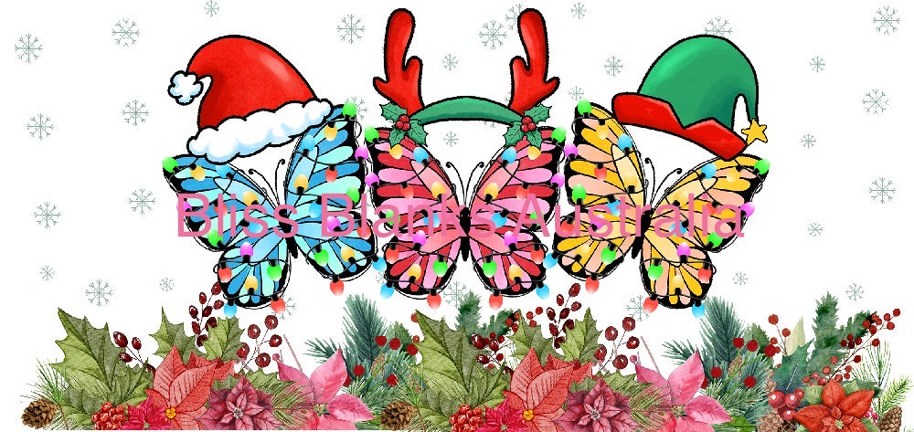 16oz UV DTF- Christmas Butterflies
