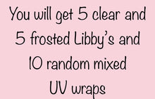 Load image into Gallery viewer, Box of 10x 16oz Libby glasses PLUS 10x UV DTF mixed wrap designs
