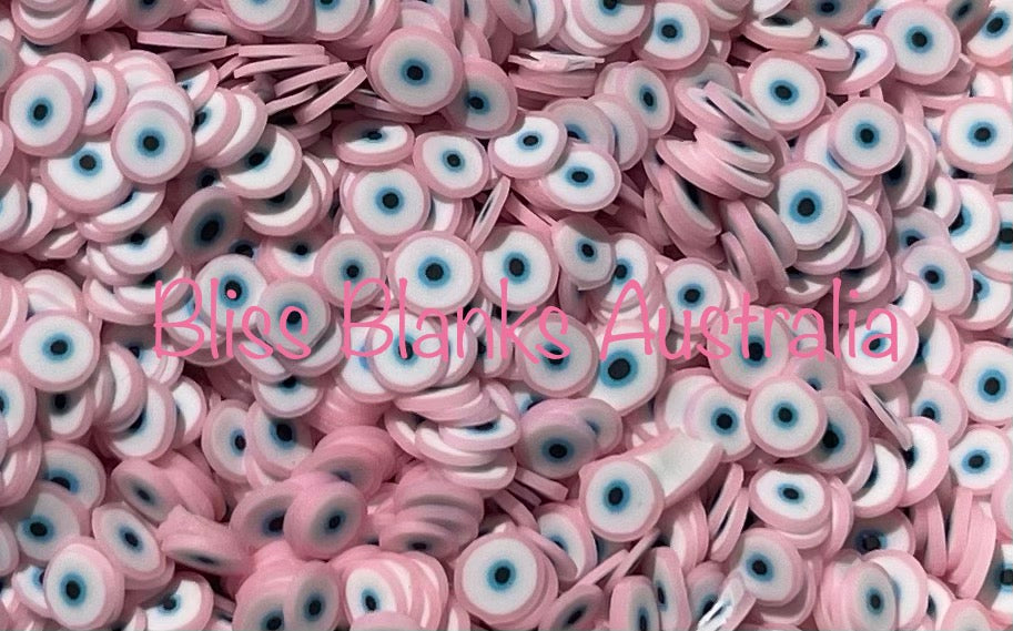 PINK Evil eye Polymer Clay slices