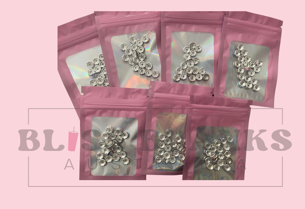 8mm Diamond wheel glass bling spacer beads (Bag of 20 mixed)