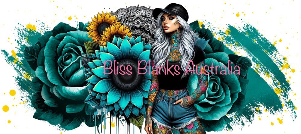16oz UV DTF - Teal Tattoo Girl (Exclusive design)