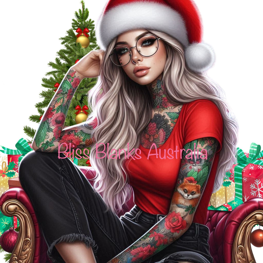 DTF TRANSFER -Tattooed Christmas girl