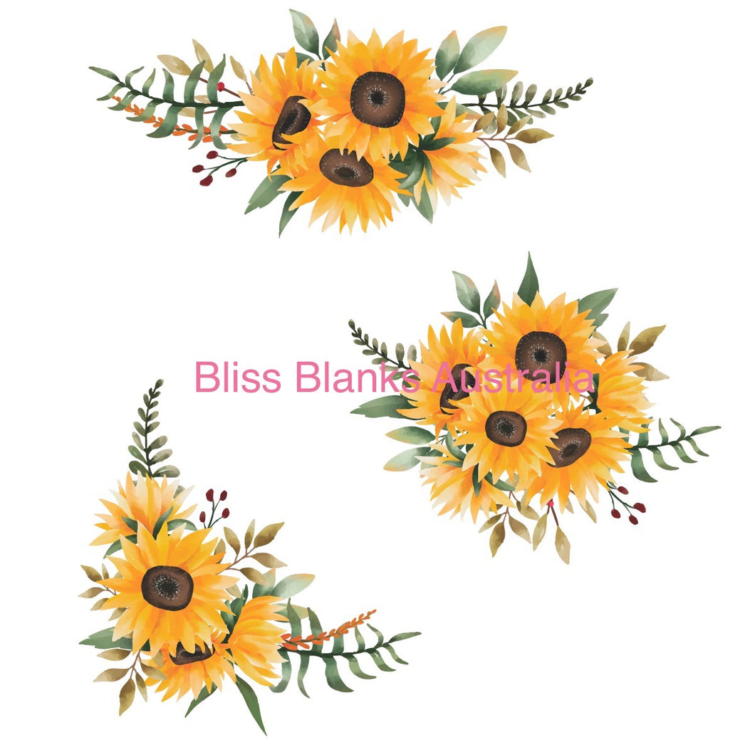 UV DTF Decal - 3 Small Sunflowers