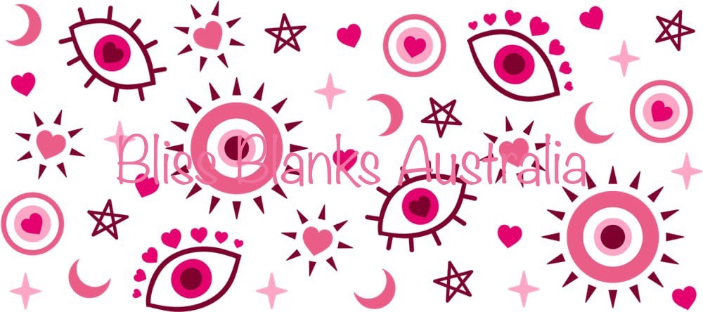 16oz UV DTF -Pink evil eye