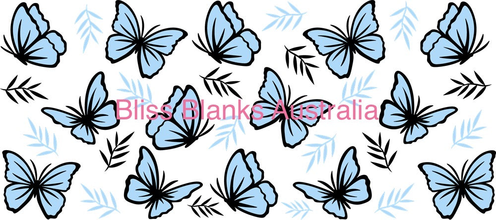 40oz UV DTF wrap - Blue Butterflies