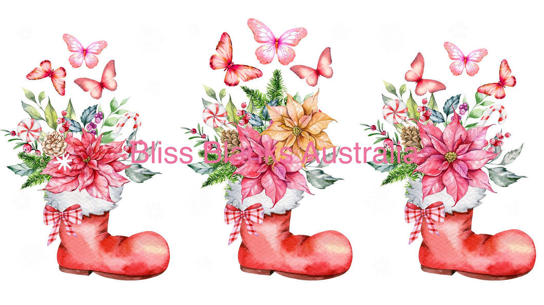 16oz UV DTF - Santa's Boots & Butterflies