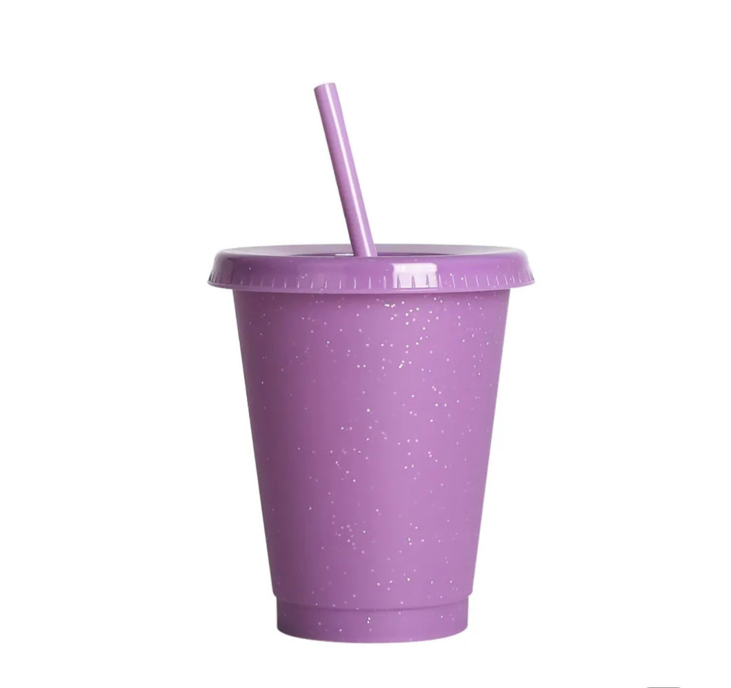 16oz PURPLE Glitter plastic cold cup