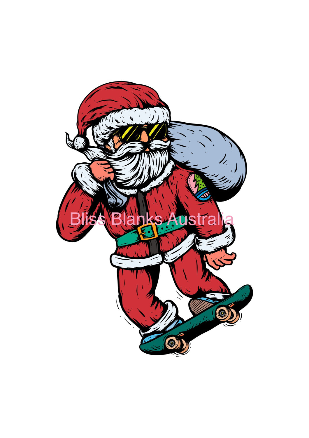 UV DTF Decal - Santa Skateboarding