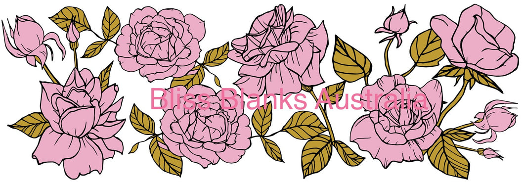40oz UV DTF wrap Pink & Gold flowers (2 pce set for top & bottom)