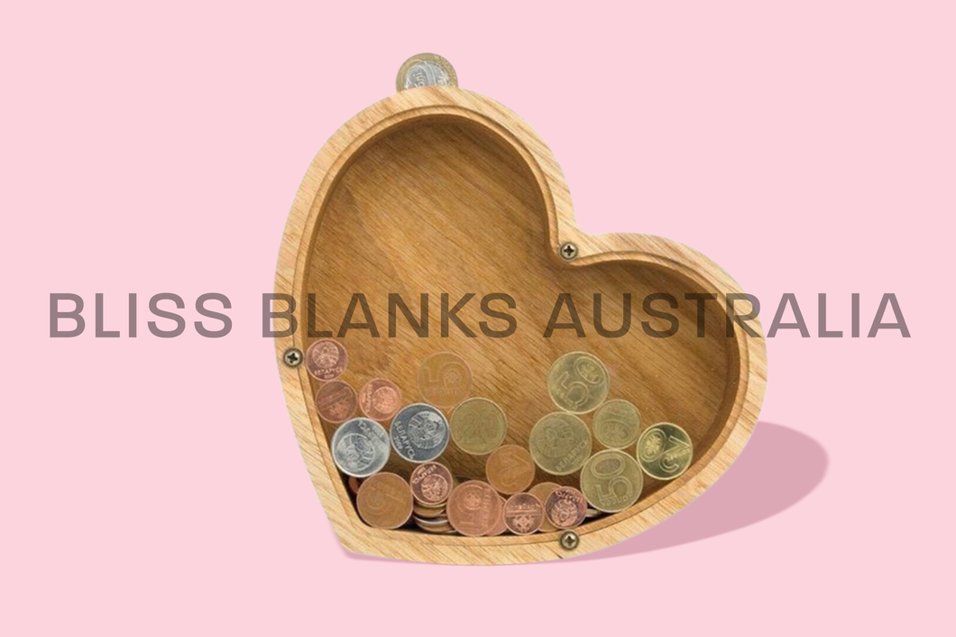 Wooden Money Box - Heart